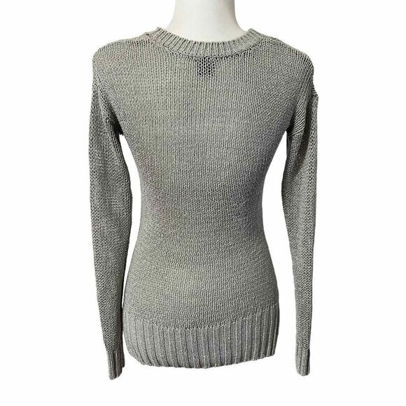 CLUB MONACO gray-silver metallic loose knit crew neck sweater Size Small - Picture 12 of 12